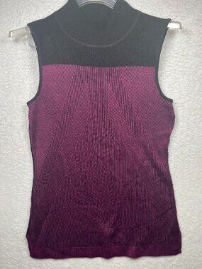 Dana Buchman Futuristic Geometric Knit Mock S Sleeveless Shirt. Modern Cyberpunk